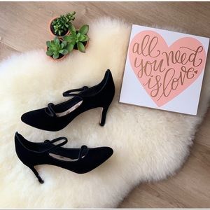 💕BODEN • Black Velvet Frederica Double Strap Heel